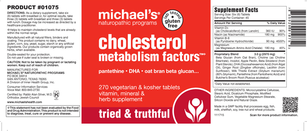 Michael’s® Naturopathic Programs Issues Allergy Alert on Undeclared Milk and Soy in The Dietary Supplement Cholesterol Metabolism Factors™